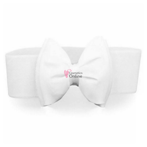 Centura eleganta din elastic cu funda BLT060BB Alba - HandMade